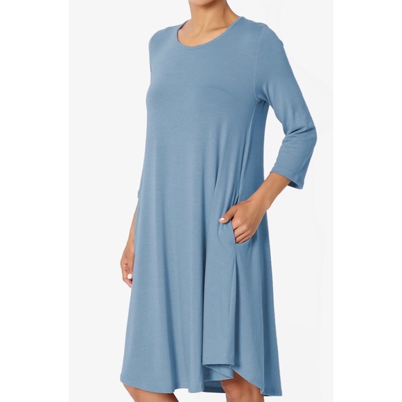 โ๏ธMIDI SWING DRESS IN TITANIUM BLUE - Picture 3 of 7